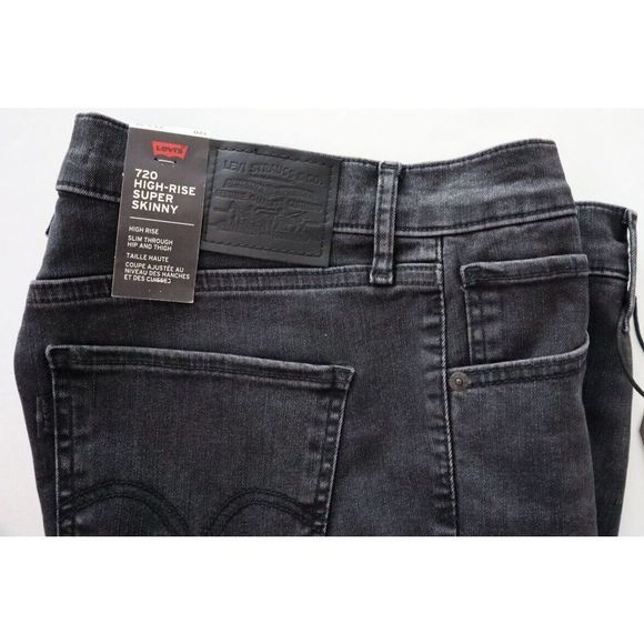 Levi's 720 Women's Sz 31 Black Mile High-Rise Super Skinny Jeans - Picture 5 of 7